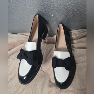 Bandolino Black and White Loafers with Bow